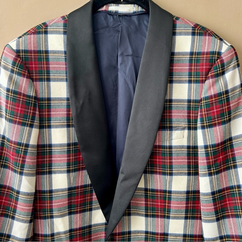 J Crew Ludlow shawl-collar dinner jacket snowy Stewart tartan English wool 38R - Picture 8 of 16